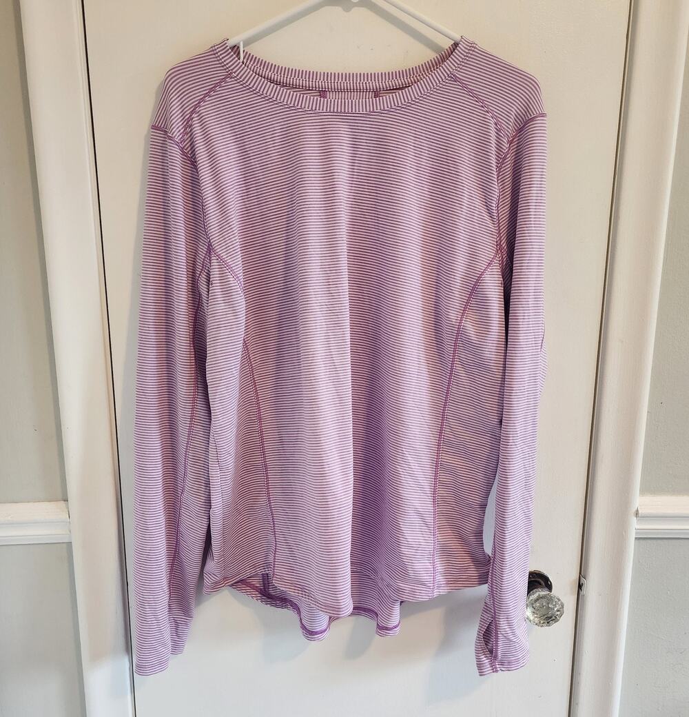 Duluth Shirt Womens XL Purple White Lightweight Long Sleeve Athleisure Stretchy